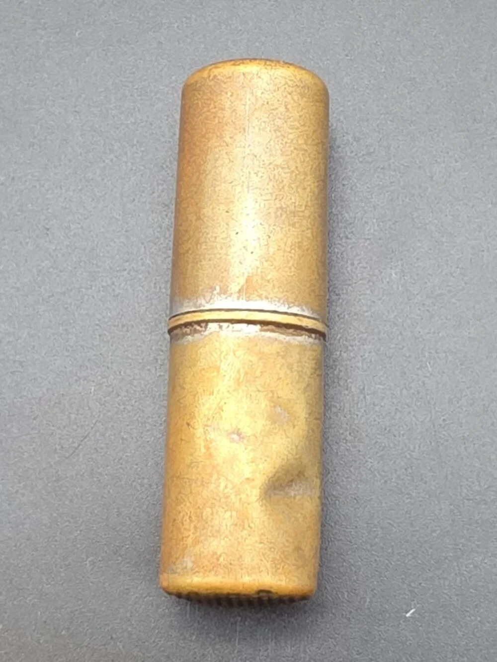 Vintage Gold Tone Metal Lipstick Tube Holder Case Floral Scroll Design